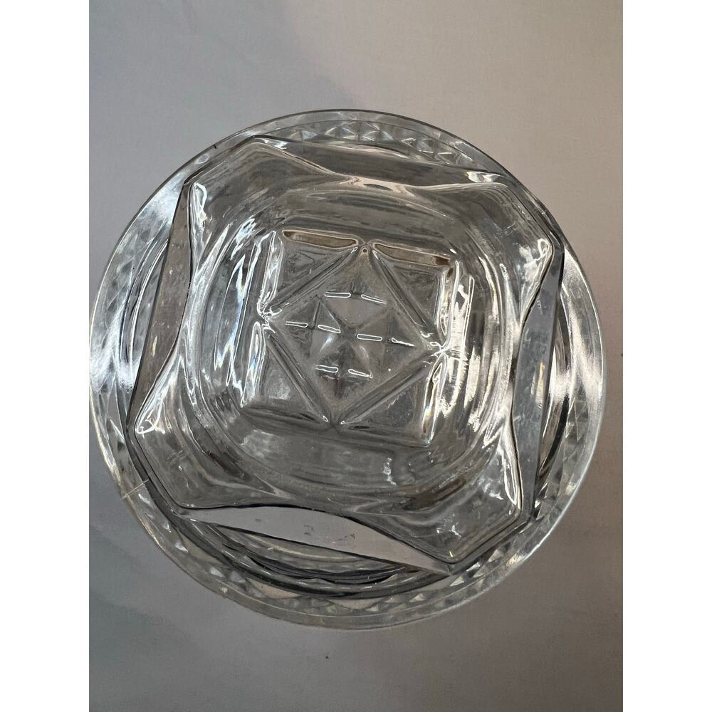 Koeze Embossed Clear Glass Jar w/Lid 9.5” Hexagon Canister Excellent Condition - Picture 2 of 5